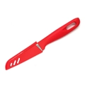 Portable red stainless steel paring knife with protective sheath for kitchen use - Red