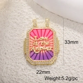 Detail of enamel tarot pendant with Love is the Answer text and size measurements - Pink Purple Gradient-Love Is The Answer