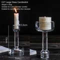 Dual-use glass candle holder in transparent crystal for taper and pillar candles - Large Hallway Candlestick