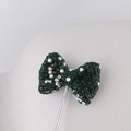 Sparkling dark green crystal bow bead with silver needle for DIY jewelry making - Deep Green AB