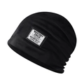 Women's black chenille knit beanie hat with vintage logo patch for winter warmth - Adjustable / Black