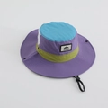 Dettaglio cappello sole per bambini con toppa montagna, rete e cordino antivento - 55cm (6-12 Anni) / Viola