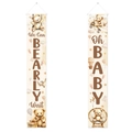 Bannières de baby shower aquarelle avec ours et étoiles et texte We Can Bearly Wait - Bannières de Porte (L-00495)