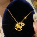 Collier cheval porte-bonheur plaqué or 24k avec pendentif pièce en boîte velours - 16# Collier-Or-Pièce de cheval (Plaqué or réel)