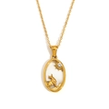 Collana placcata oro 18K con ciondolo ovale, motivo toro e inserto bianco - Toro / Oro