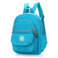 Minimalist blue nylon backpack with multiple zipper pockets and adjustable straps - Sky Blue