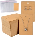 Brown kraft paper display cards with clear OPP bags for necklace and earring packaging - K330 Leather Card 6x9cm / 100 Sheets + 8*15 Bag With Holes