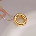 Gold balloon style circular ring pendant necklace with a fine minimalist chain - Letter O