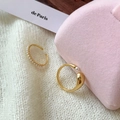 Elegant 2-piece gold plated pearl ring set featuring a minimalist open-band design - Gold Pearl 2-Piece Set
