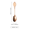 Rose gold stainless steel dessert spoon with decorative oval handle and dimensions - Rose Gold Spoon
