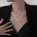 Three-layer silver snake chain necklace for women featuring a minimalist geometric design - H644 Three-Layer Snake Silver Necklace