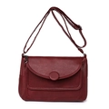Bolso bandolera chic en cuero sintético burdeos con textura lichi y correa ajustable - Rojo