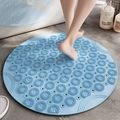 Alfombra de baño circular azul de TPE con textura de masaje y ventosas de seguridad - Azul