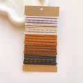 Detail of 15 elastic hair ties in earth tones showing smooth and braided textures - Bead Coffee Color Set / 20 Pieces