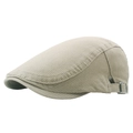 Beige katoenen baret met verstelbare metalen gesp aan de zijkant voor heren - Khaki