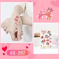 Waterproof glitter Valentine heart and red lip temporary tattoos style EG-207 - EG-207 (Glitter Tattoo Sticker)