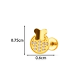 Orecchino a perno in titanio dorato a forma di fiocco con zirconi scintillanti - Stile Fiore con Fiocco (T2581-4#) / Oro
