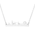 Detailed close-up of a silver city skyline necklace with Ferris wheel and bridge charms - 619 City Skyline / Steel