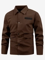 Herren Cargo-Hemdjacke in Dunkelbraun mit Reverskragen und großen Utility-Taschen - XS / Kaffeebraun