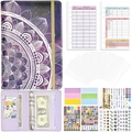 A6 purple mandala PU leather budget binder with zipper envelopes and cash sheets - Dreamy Purple