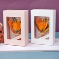 Pink and white soap rose flower gift boxes with orange roses and decorative greeting cards - Orange