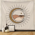 Dettaglio dell'arazzo bohémien con sole e luna appeso sopra decorazioni casa - 73*95CM / Tessuto Spazzolato