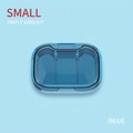 Small blue 3-compartment portable pill box with translucent finish and secure lid - Small 3-Grid Blue
