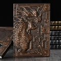 Taccuino A5 vintage con copertina in rilievo 3D drago in finitura bronzo antico - Bronzo Rosso