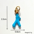 Blue coral charm pendant with gold ring and size dimensions for jewelry DIY making - Bright Blue Coral Pendant