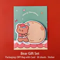 Notas adhesivas navideñas con forma de oso para papelería festiva y decoración - Oso con Bolsa de Regalo / 11.3*8.5cm