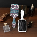 Bohemian style air cushion hair combs with colorful patterns on a wooden surface - Customizable Pattern / Light Blue