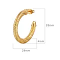 Orecchini a cerchio a C geometrici da 28mm placcati in oro 18K con design a corda - Stile Texture Corda Intrecciata a Forma di C(MS-134 Oro)