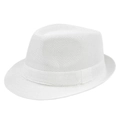 Dettaglio della trama in lino bianco e della fascia intrecciata sul cappello Panama - M (56-58cm) / Bianco