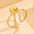 Bague vintage Baroque en acier inoxydable avec ornement de sphère dorée polie - J03337-Simple Boule Créative / Or