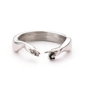 Artistic silver open ring featuring 'Hand of God' design with a polished metal finish - US 5 / Steel