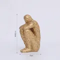 Small gold human figurine bookend with mosaic texture and contemplative seated pose - Gold Mosaic Figures