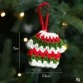 Handmade knitted mini Christmas sweater ornament with red green white stripes on tree - Mini Sweater