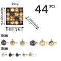 44-delige set kerstballen in zwart en goud met gemengde texturen in luxe geschenkdoos - Zwart & Goud