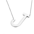Polished silver titanium steel necklace featuring a bold uppercase letter J pendant - Letter J (KN26366-K)