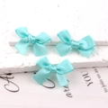 Mini light blue satin ribbon bow hair clips with silky finish and sweet aesthetic - Mint Green