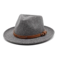 Classic dark grey wool Fedora hat for men and women featuring a brown buckled leather band - M(56-58cm) / Deep Heather Grey