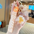 Creative glowing turtle keychain with oil filling and bubble orange silicone strap - Turtle Bubble Bead - Orange