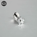 G23 titanium flat back stud earring with five-petal white cubic zirconia flower - General Specification / Silver