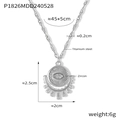 Silver titanium steel evil eye pendant necklace with zircon stones and 45cm chain length - Steel Color White Zircon Necklace / Steel Color White Zircon