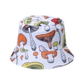 Reversible white cotton bucket hat featuring colorful mushroom illustrations for women - White Full Print Colorful Mushroom (5)