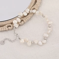 Baroque irregular white freshwater pearl bracelet with silver beads and S925 clasp - 925 Silver / White Gold