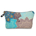 Mandala pattern travel makeup bag with blue and purple bohemian print and handle - 51997/Blue Purple Bohemian Mandala