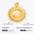 Gouden zonnevormige roestvrijstalen hanger met afmetingen en hypoallergene kenmerken - Zonvorm-PJ91607