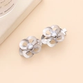 Elegante fermaglio per capelli a fiori traforati argentati con gemme in stile barocco - Argento