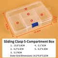 Transparent 5-grid plastic organizer box with blue slide lock for craft storage - Sliding Buckle 5-Compartment (14.3x9.8x3.2cm)